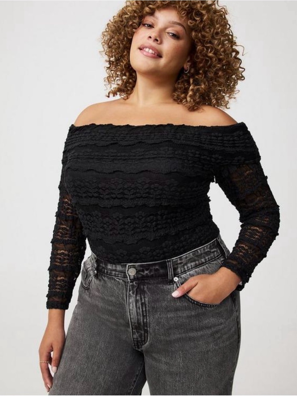 Torrid off shoulder lace top